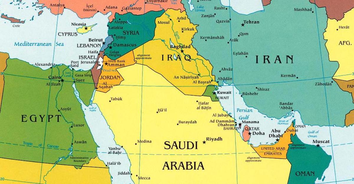 kaart Saudi Araabia ümberkaudsed riigid