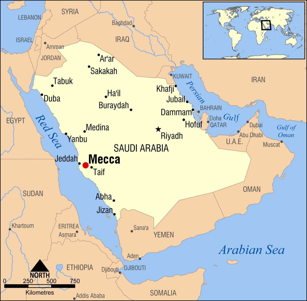 kaart meka Saudi Araabia