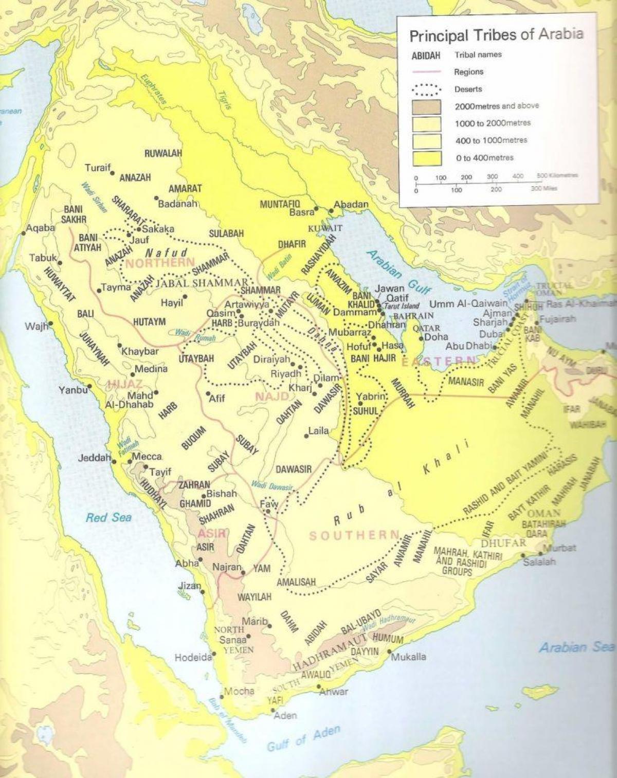 Kaart Saudi Araabia hõimud