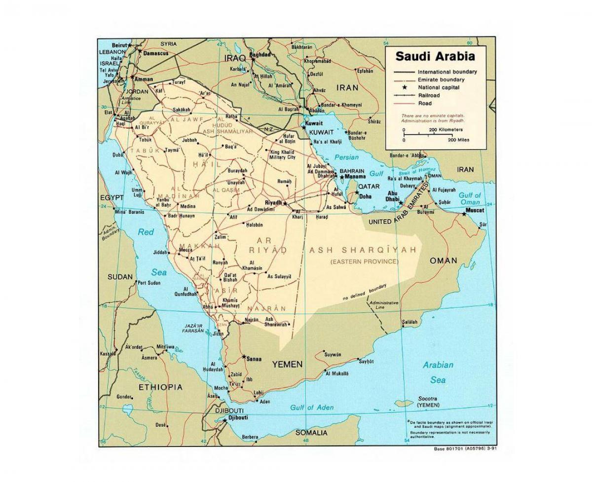 Saudi Araabia kaart suuremate linnade