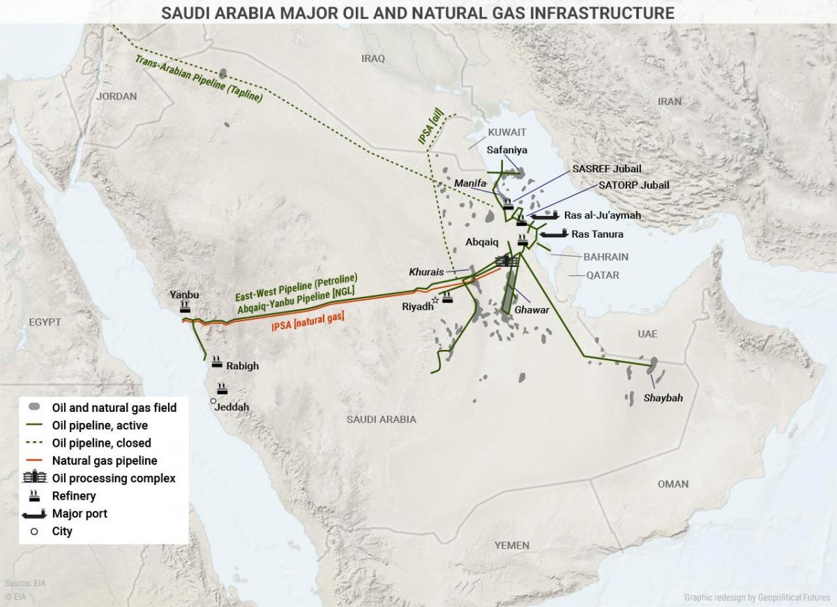 Saudi Araabia nafta-kaart