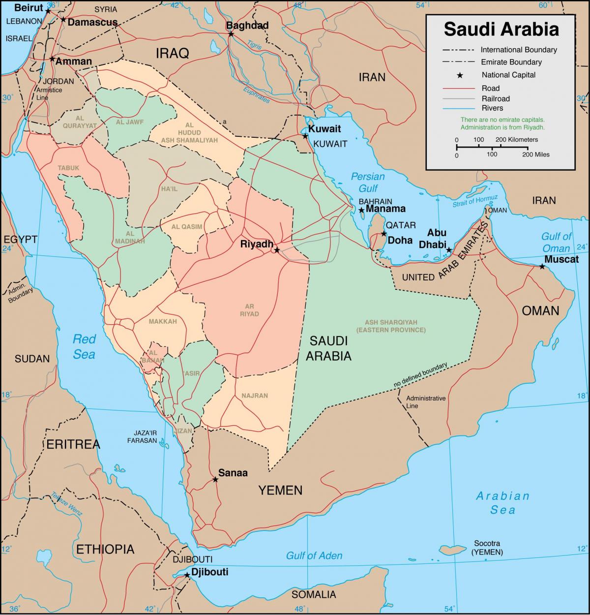 Saudi Araabia piirkondade kaart