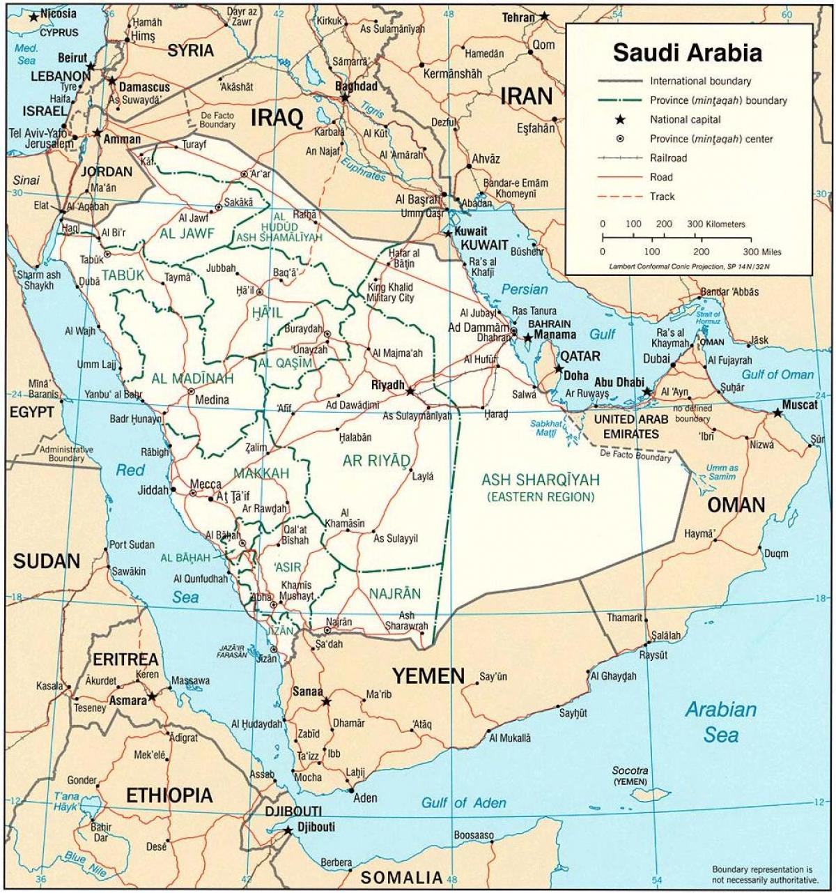 Kaart Saudi Araabia poliitiline