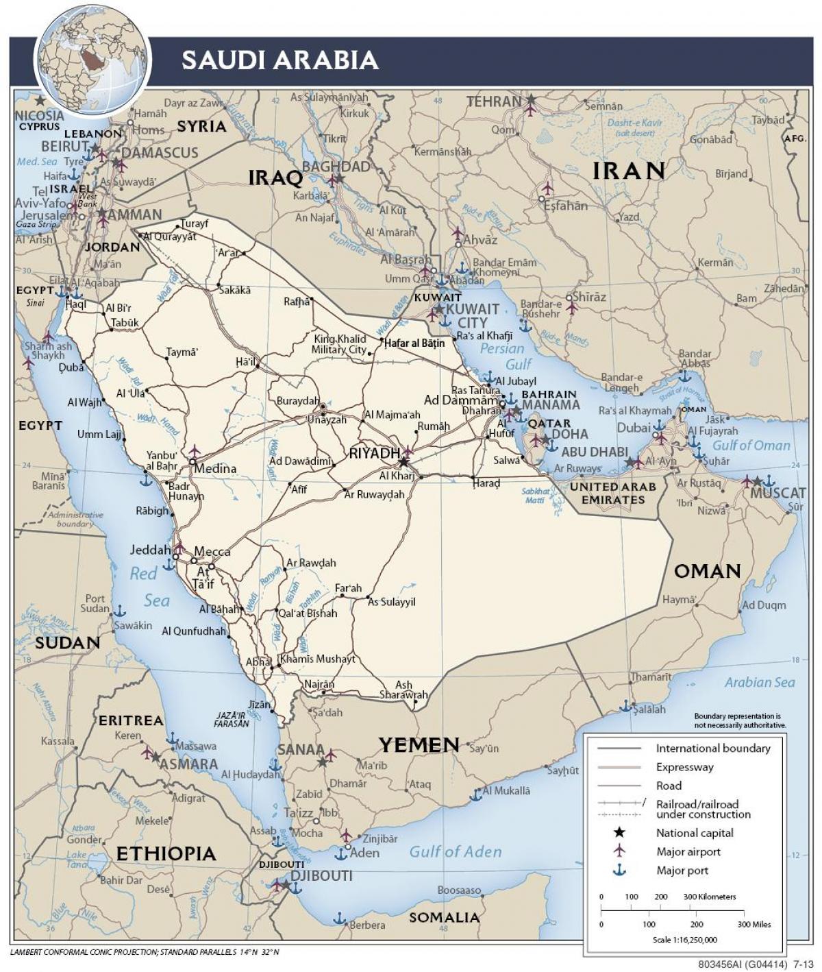 Kaart Saudi Araabia sadamad