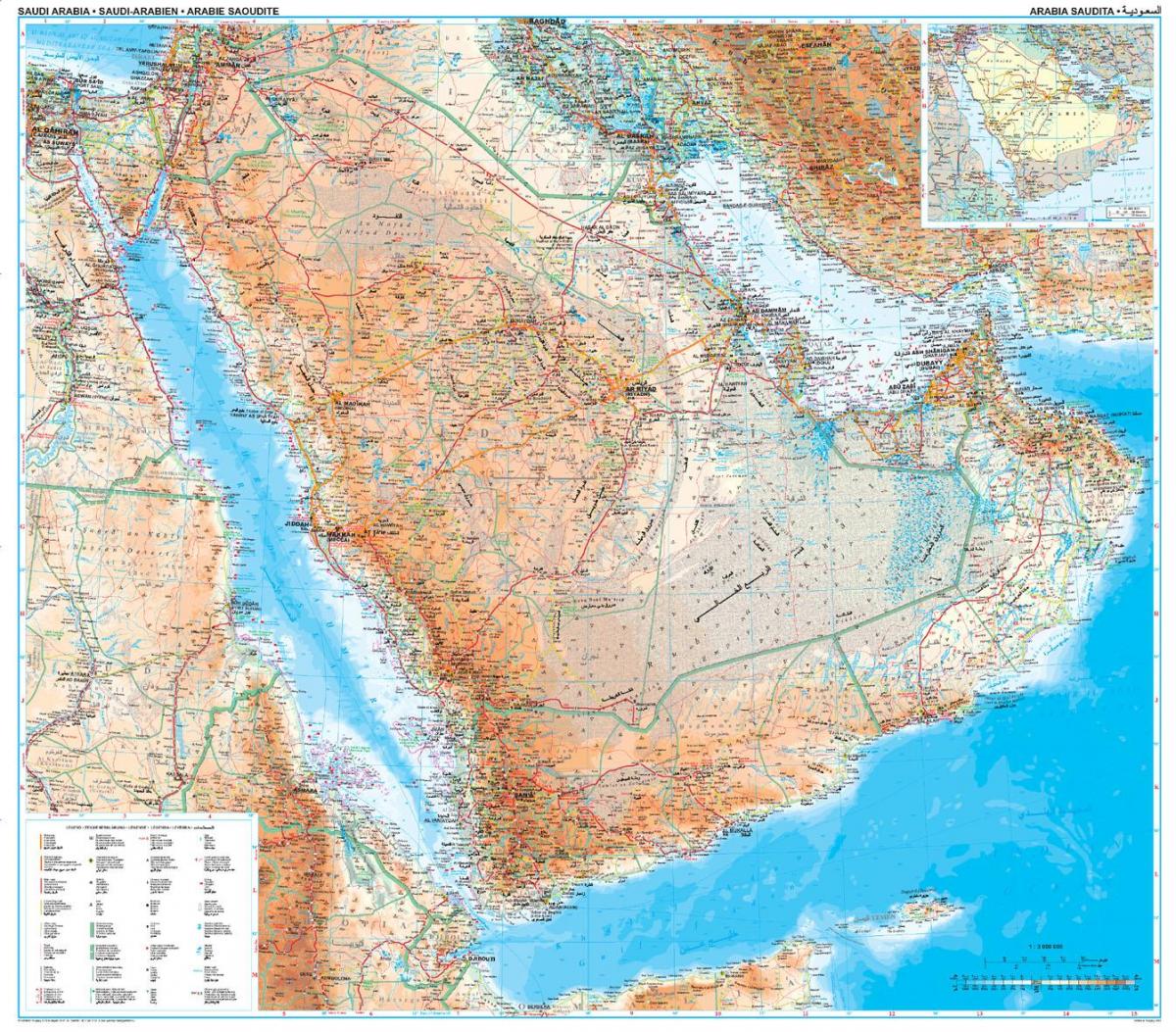 Kaart Saudi Araabia topograafiline