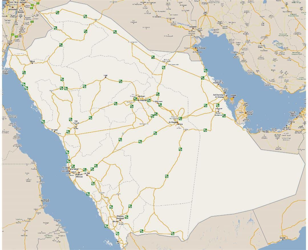 Kaart üksikasjalikud Saudi Araabia