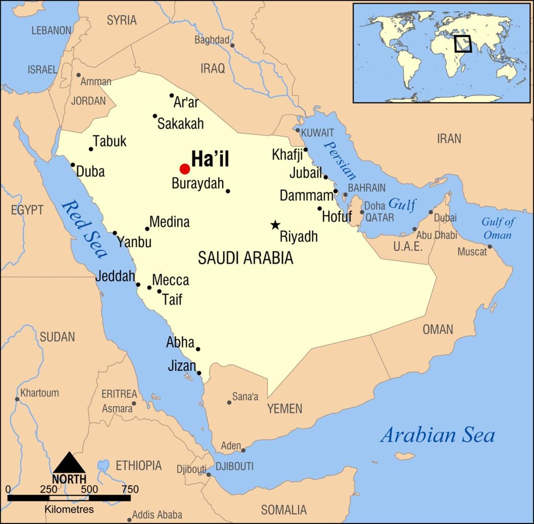 kaart hail, Saudi Araabia