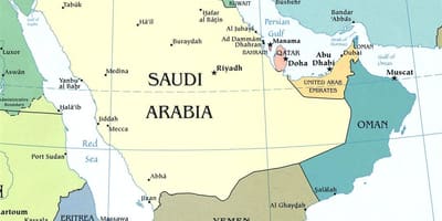 Kaart Saudi Araabia poolsaarel