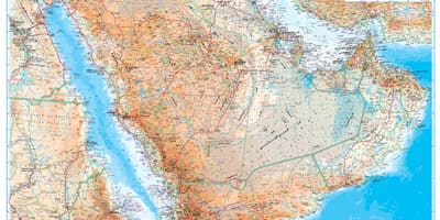 Kaart Saudi Araabia topograafiline